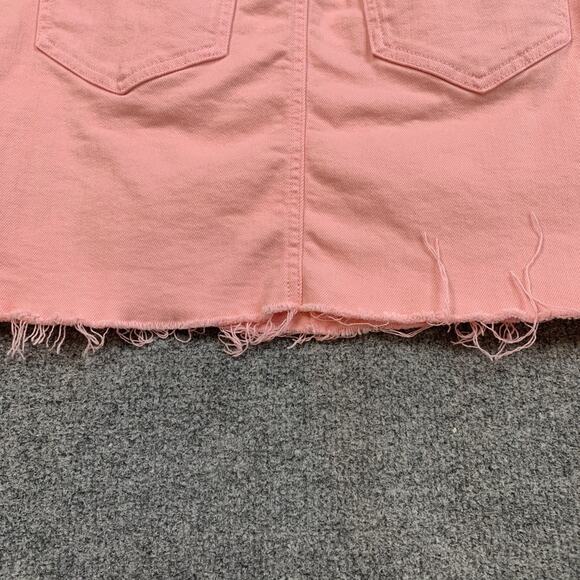 Rails Skirt Womens 25 Pink Brentwood Denim Raw Hem High Waisted 5 Pocket Mini - Picture 6 of 9